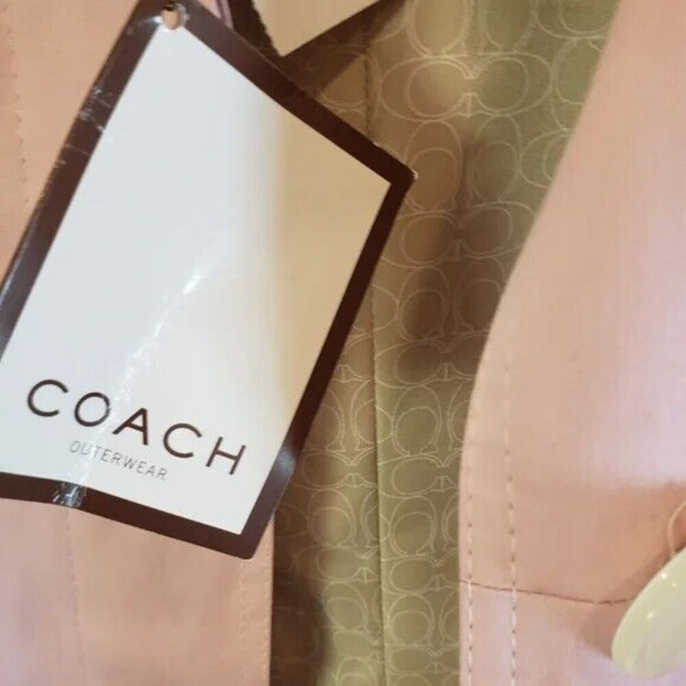Coach Pink Vintage Coquette Pastelcore Leather Trim Trench Walking Coat - Picture 7 of 8